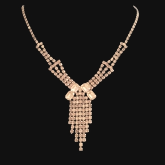 Vintage - 1950's Rhinestone Drop Statement Necklace